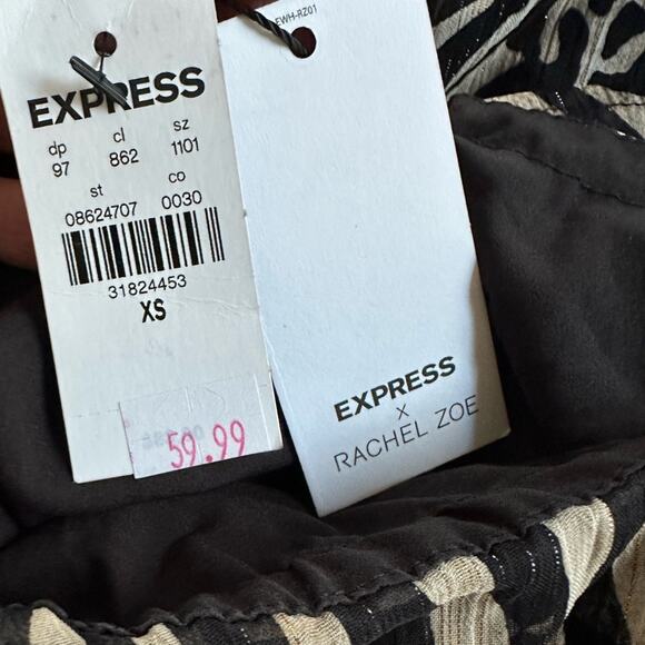 NEW Express x Rachel Zoe Animal Print One Shoulder Bodysuit XS Black Tan Zebra - Picture 3 of 7